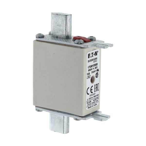 Fuse-link, high speed, 10 A, AC 690 V, DIN 000, gR, DIN, IEC, dual indicator, live gripping lugs image 10