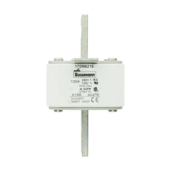 Fuse-link, high speed, 1250 A, AC 690 V, DIN 3, 76 x 90 x 139 mm, aR, DIN, IEC, type T indicator image 9