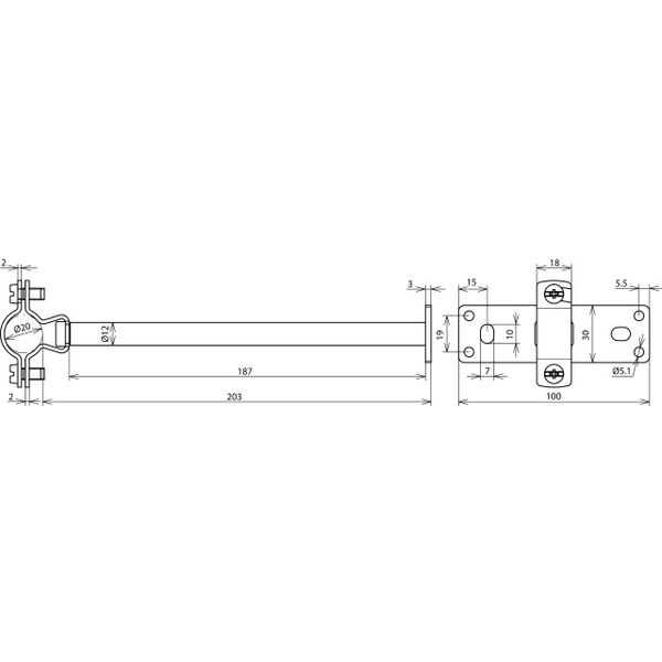 HVI Ex W200 holder f. Conductor D 20mm distance 200mm w. fixing plate  image 2