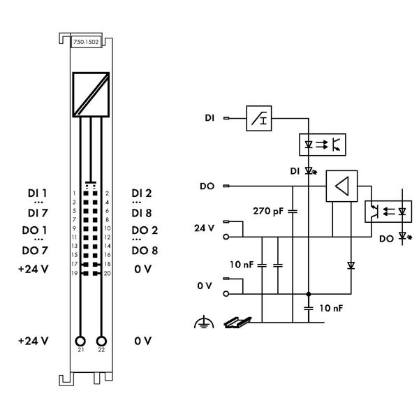 8-channel digital input/output 24 VDC 0.5 A light gray image 4