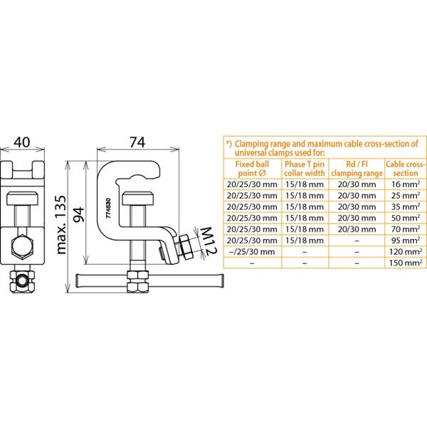 Universal earthing clamp K 30 Fl 30 T 18mm with tommy bar image 2