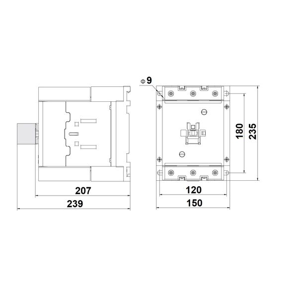 Contactor 3-pole, CUBICO Grand, 132W, 265A, 2NO+2NC, 230VAC image 2