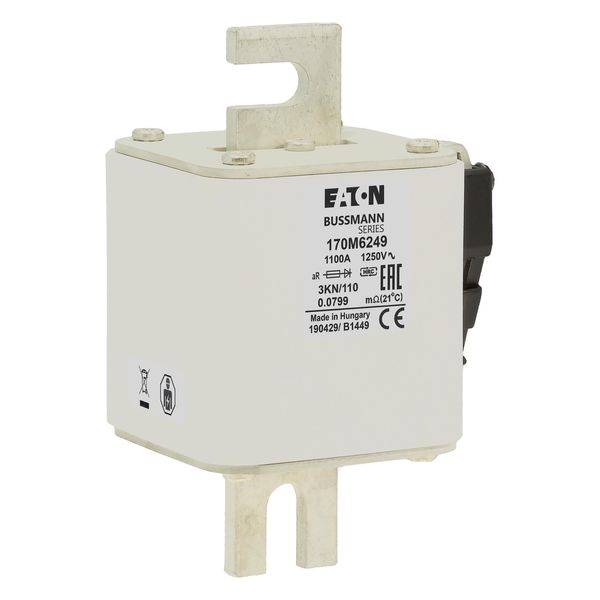 Fuse-link, high speed, 1100 A, AC 1250 V, size 3, 76 x 92 x 139 mm, aR, DIN, IEC, single indicator image 20