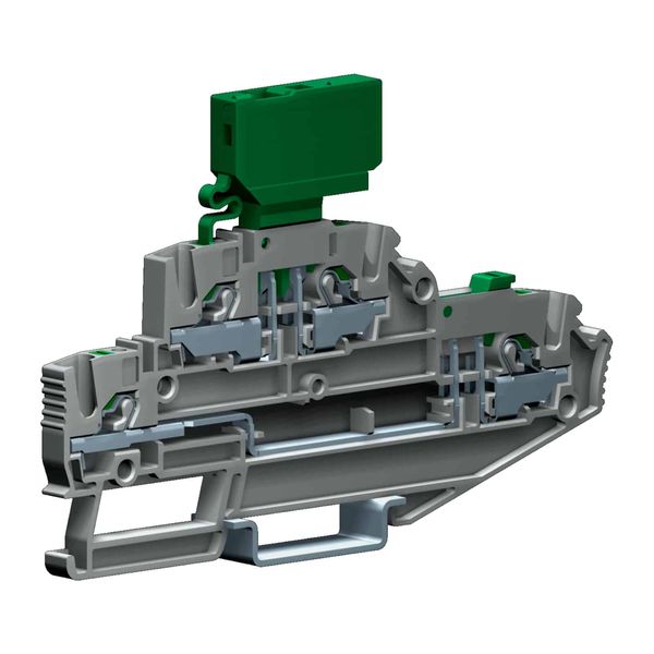 Push-in disconnector terminal 2.5mm2, 2-levels, fuse-holder+disconnector, grey color, EFDS series image 1