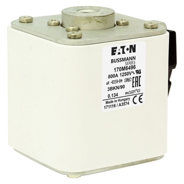 Fuse-link, high speed, 800 A, AC 1250 V, size 3, 76 x 92 x 91 mm, aR, IEC, UL, type K indicator, flush end, M12 image 10