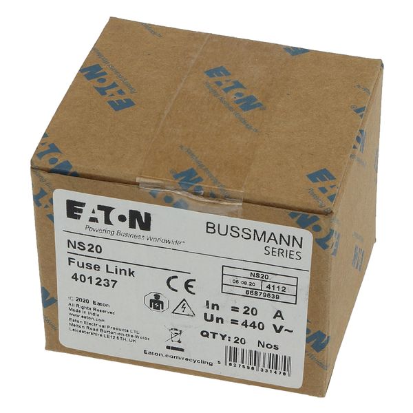 Fuse-link, LV, 20 A, AC 440 V, BS88/F1, 15 x 62 mm, gL/gG, BS image 15