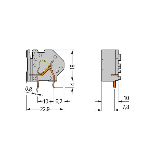 Stackable PCB terminal block 4 mm² Pin spacing 10 mm light green image 2