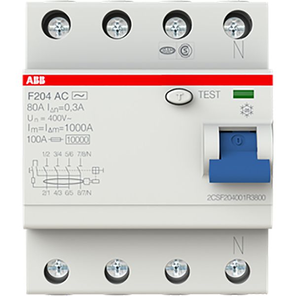 F204 A-80/0.3 Residual Current Circuit Breaker 4P A type 300 mA image 2