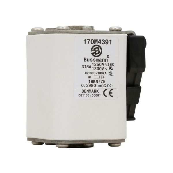 Fuse-link, high speed, 315 A, AC 1250 V, size 1, 53 x 69 x 74 mm, aR, IEC, UL, single indicator image 24