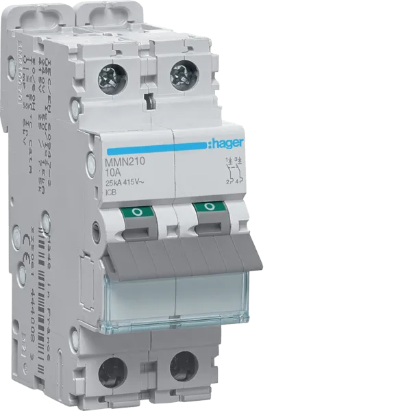 Magnetic circuit breaker 2P 10A 25kA 2M image 1