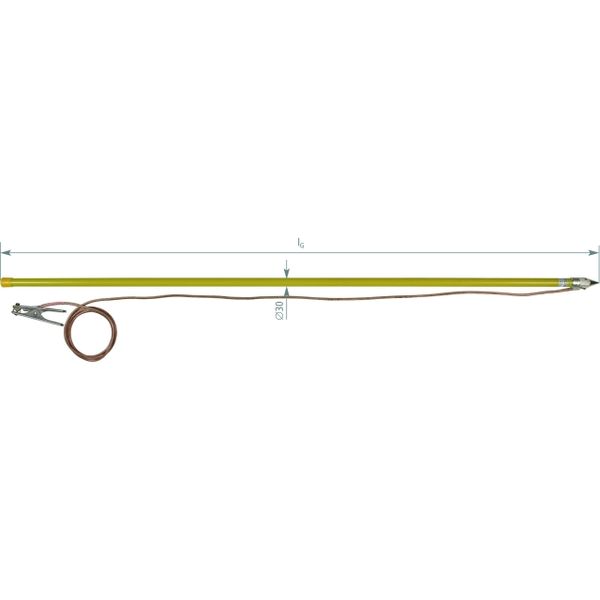 Discharge device w. contact electrode single-pole L=2000mm w. earth to image 1