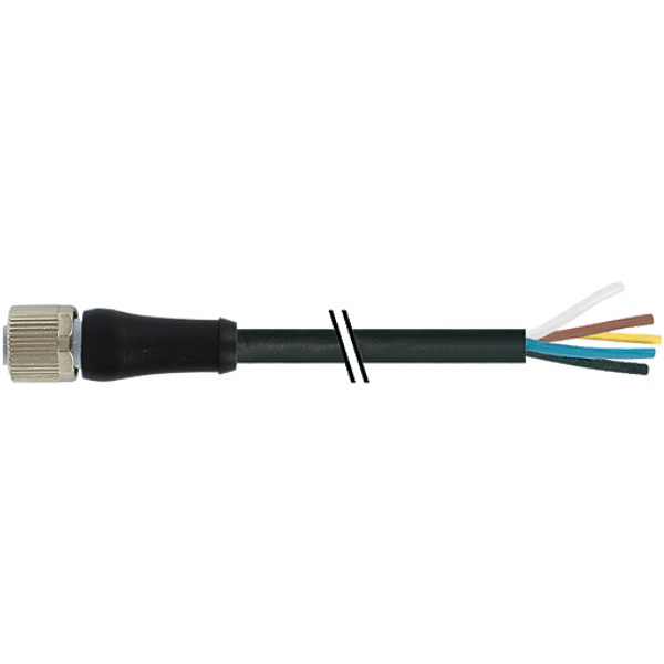 M12 Power female 0° L-cod. with cable PUR 5x2.5 bk  3.5m image 1