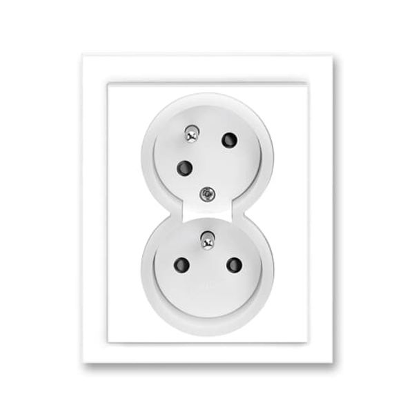 5513M-C02357 03 Double socket outlet with earthing pins, shuttered, with turned upper cavity image 1