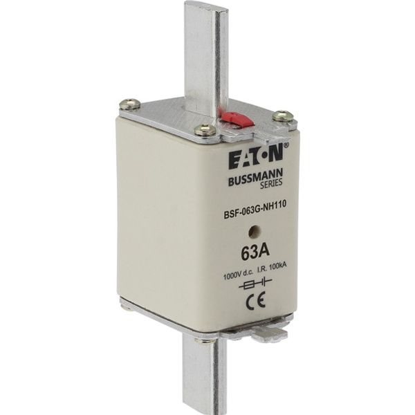 Fuse-link, high speed, 63 A, DC 1000 V, NH1, 40 x 53 x 135 mm, gBat, IEC, blade connection image 2