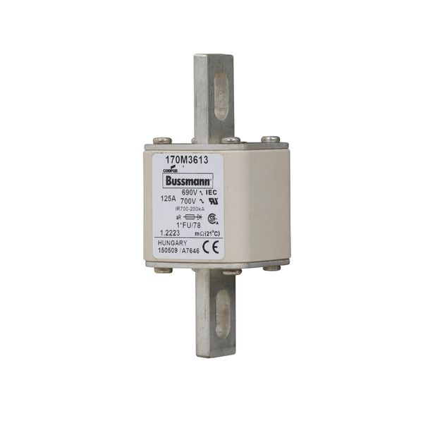 Fuse-link, high speed, 125 A, AC 690 V, compact size 1, 45 x 45 x 110 mm, aR, IEC, UL image 4