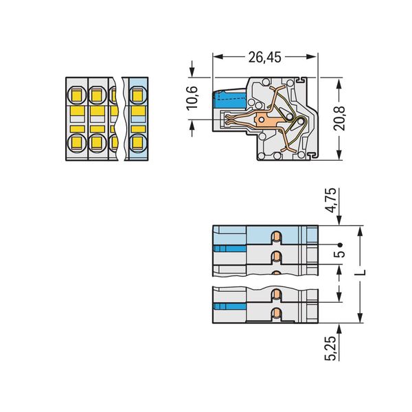 2-conductor female connector Push-in CAGE CLAMP® 2.5 mm² light gray image 2