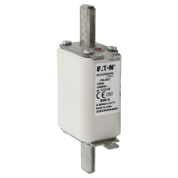 Fuse-link, high speed, 100 A, AC 1000 V, DIN 0, 35 x 60 x 125 mm, aR, DIN, IEC, single indicator image 11