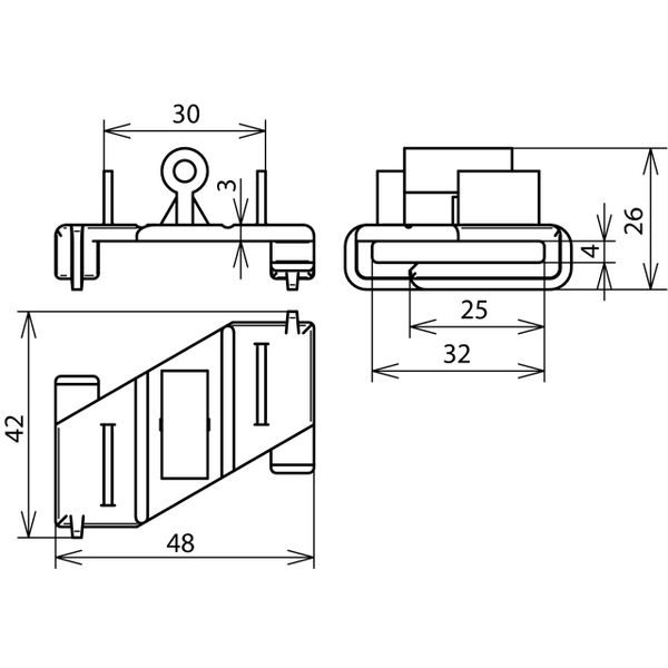 Adapter for roof conductor holder FB for Fl 30mm  plastic image 2