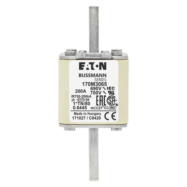 Fuse-link, high speed, 200 A, AC 690 V, compact DIN 1, 45 x 58 x 104 mm, aR, DIN, IEC, single indicator image 7