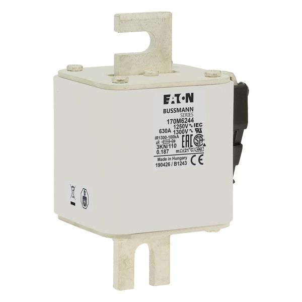 Fuse-link, high speed, 630 A, AC 1250 V, size 3, 76 x 92 x 139 mm, aR, DIN, IEC, single indicator image 11