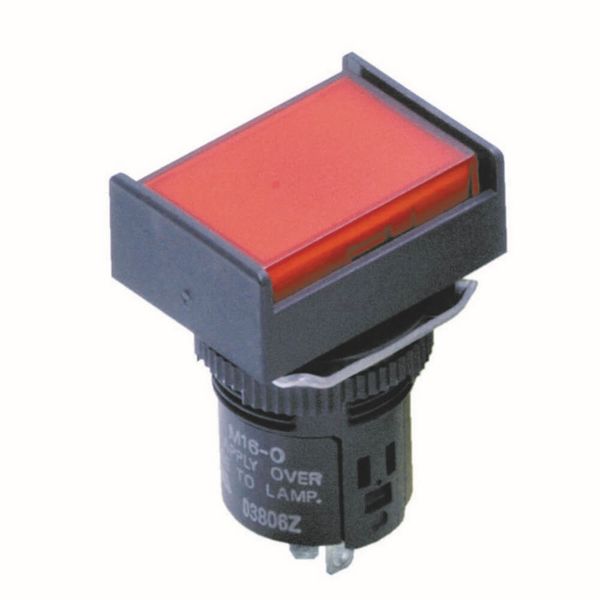 Indicator dia. 16 mm, rectangular, red, LED 12 VAC/VDC, IP65, solder t image 1