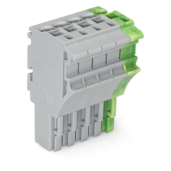 1-conductor female connector Push-in CAGE CLAMP® 4 mm² gray, green-yel image 1