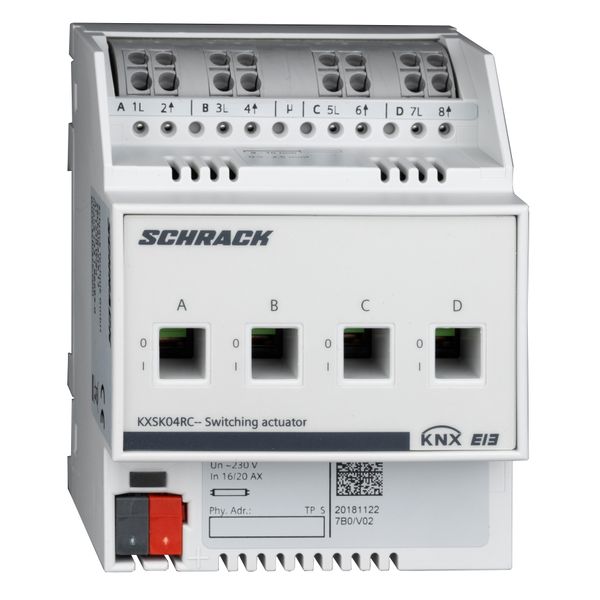 KNX Switching actuator 4 x 16/20AX, 230V AC image 1