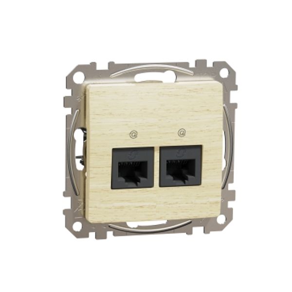 Double DATA Outlet CAT 5E UTP, Sedna Design & Elements, RJ45, Wood brich image 3