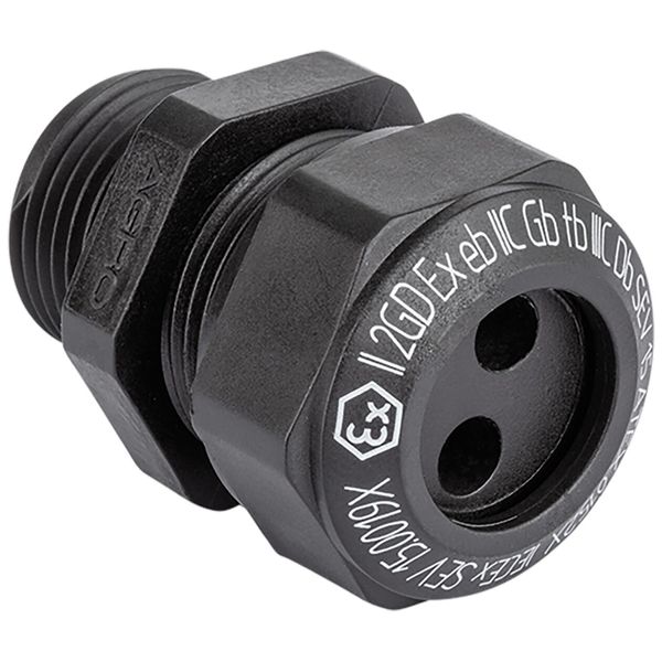 Cable gland Progress synth. GFK M20x1.5 Ex e II cable Ø2x3.5-5.0mm black image 1