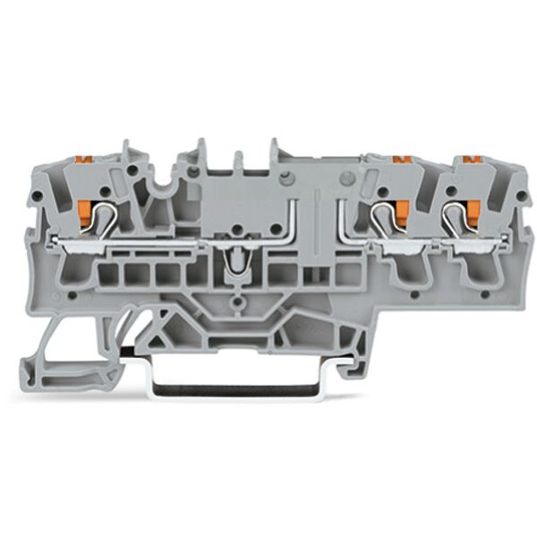 3-conductor through terminal block with push-button 2.5 mm² orange image 1