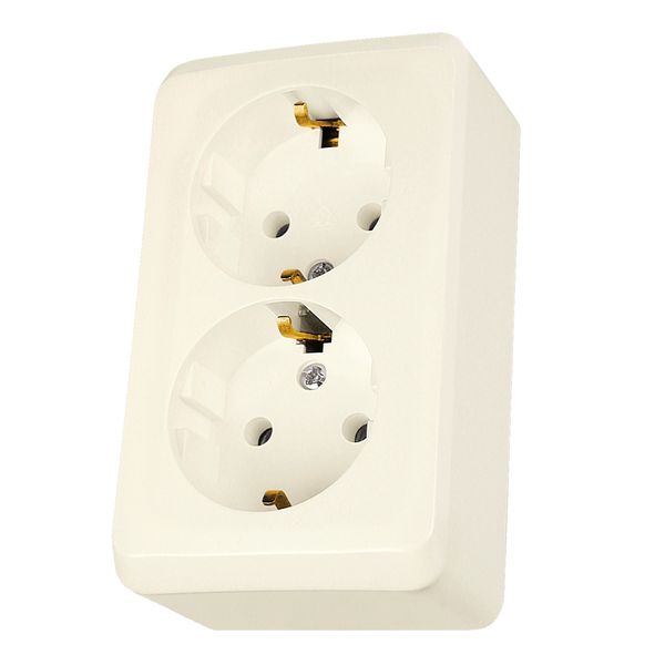 PRIMA - double socket-outlet with side earth - 16A, beige image 4