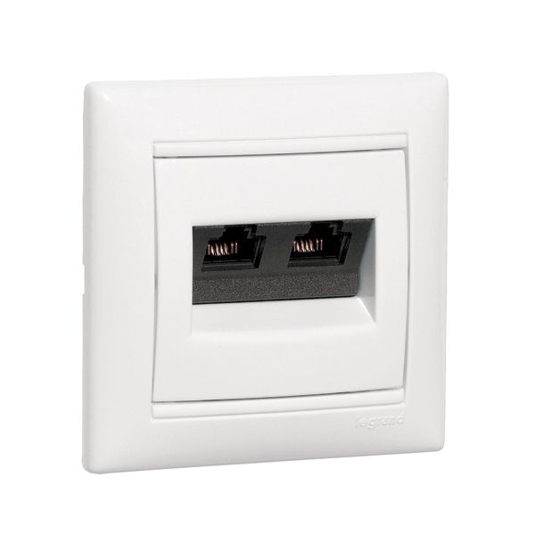 RJ45 socket category 5e UTP 2 outputs ivory image 1