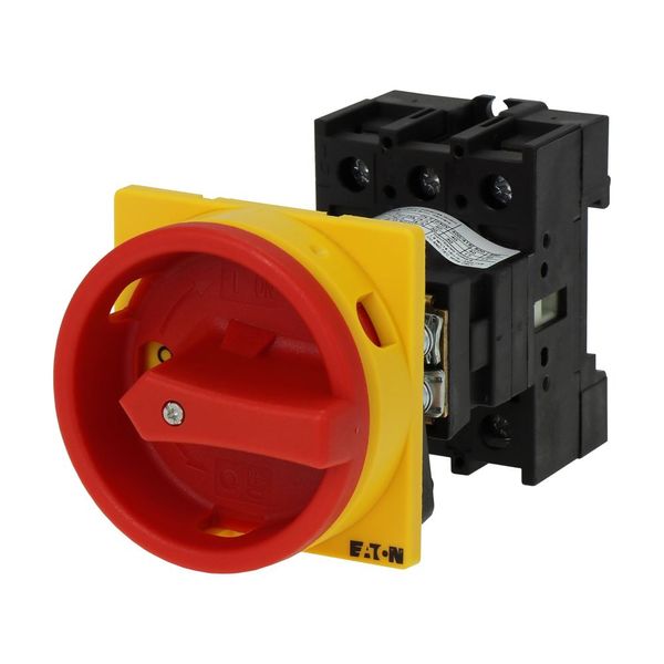 Main switch, P1, 40 A, rear mounting, 3 pole, Emergency switching off function, With red rotary handle and yellow locking ring, Lockable in the 0 (Off image 6