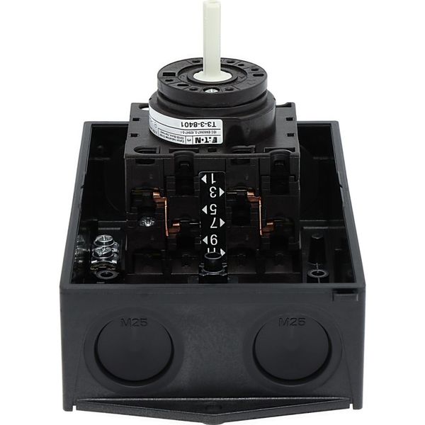 Reversing switches, T3, 32 A, surface mounting, 3 contact unit(s), Contacts: 5, 60 °, maintained, With 0 (Off) position, 1-0-2, Design number 8401 image 38