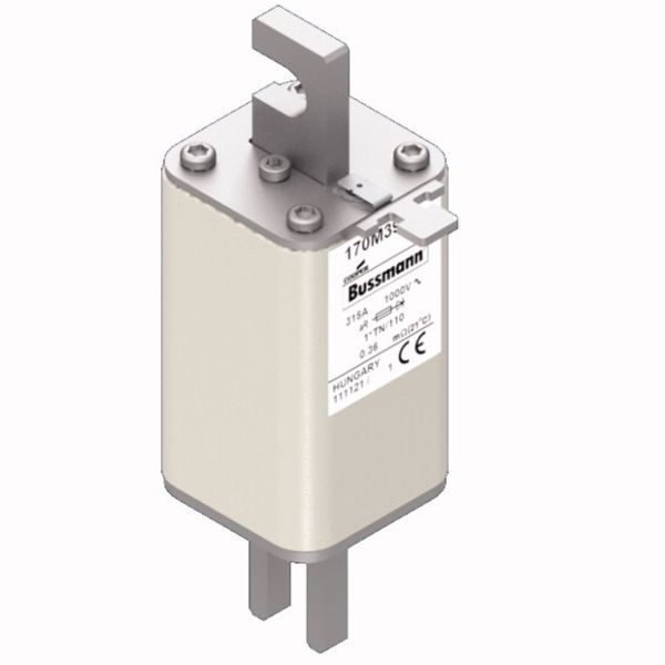 Fuse-link, high speed, 315 A, AC 1000 V, compact DIN 1, 43 x 61 x 138 mm, aR, DIN, IEC, type T indicator image 3