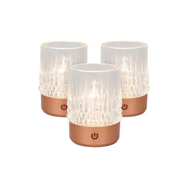 Lucide LILI - Rechargeable Table Lamp - Accu/Battery - Ø 8 cm - LED Dim. - 1x3W 2700K/3000K - With USB charging point - Copper - Set of 3 image 1