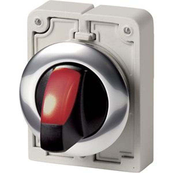 Illuminated selector switch actuator, RMQ-Titan, With thumb-grip, momentary, 2 positions, red, Metal bezel image 2