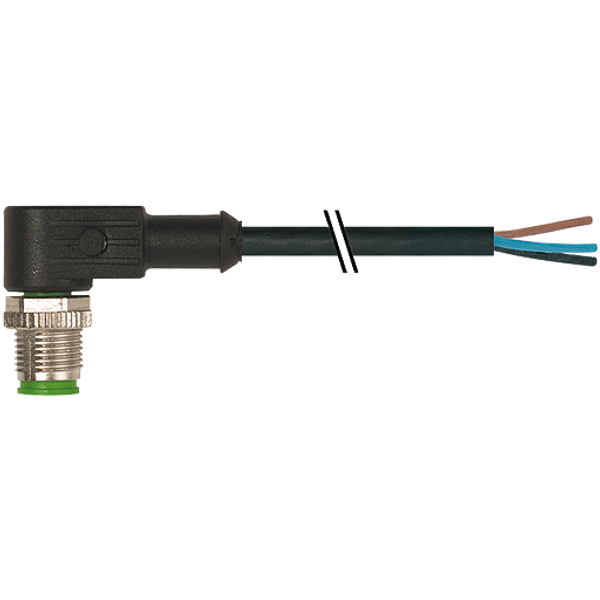 M12 male 90° A-cod. with cable PUR 5x0.34 bk UL/CSA+drag ch. 15m image 1