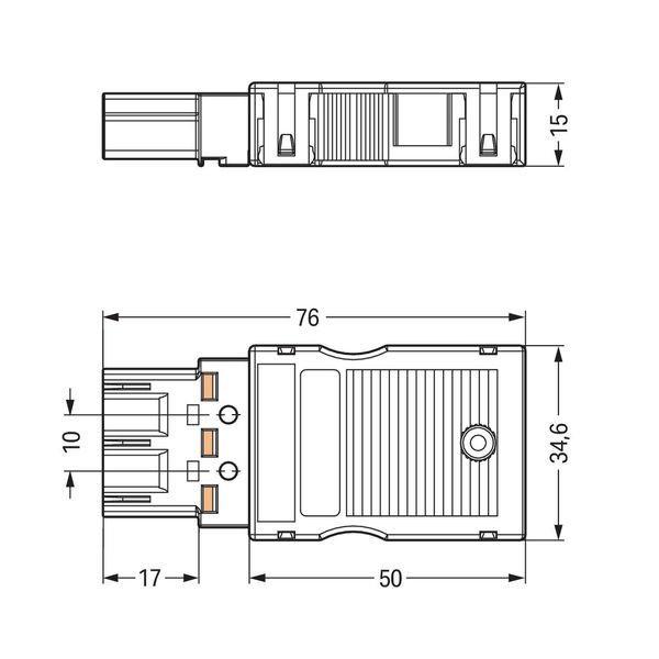 Shorting plug with assembled strain relief housing 3-pole brown image 3