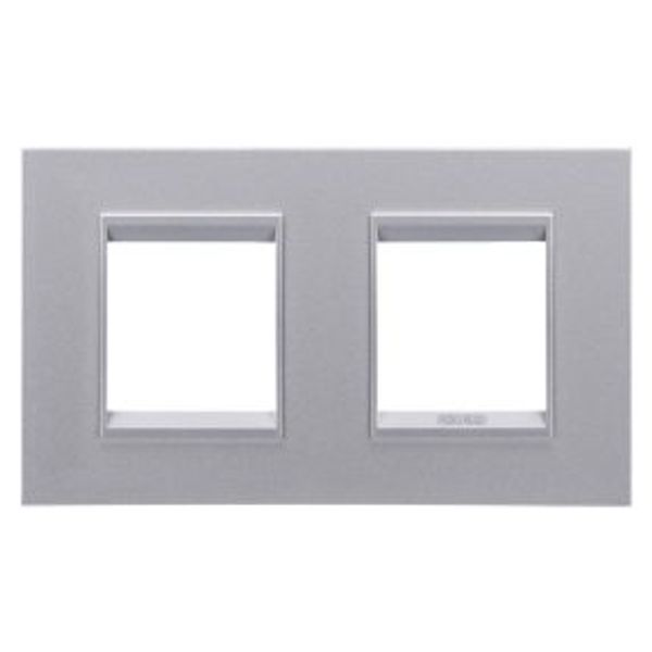 LUX INTERNATIONAL PLATE - IN PAINTED TECHNOPOLYMER - 2+2 MODULES HORIZONTAL - MONOCHROME TITANIUM - CHORUSMART image 1