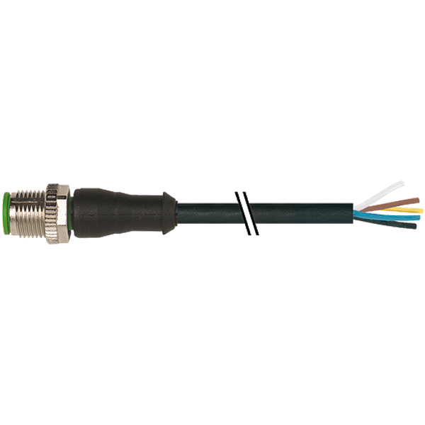 M12 male 0° B-cod. with cable PUR 5x0.34 bk UL/CSA+drag ch. 30m image 1