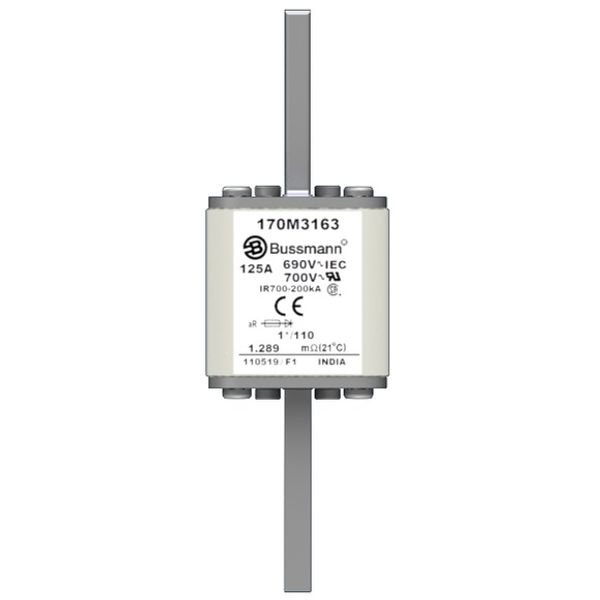 Fuse-link, high speed, 125 A, AC 690 V, compact size 1, 45 x 45 x 134 mm, aR, DIN, IEC, single indicator image 1