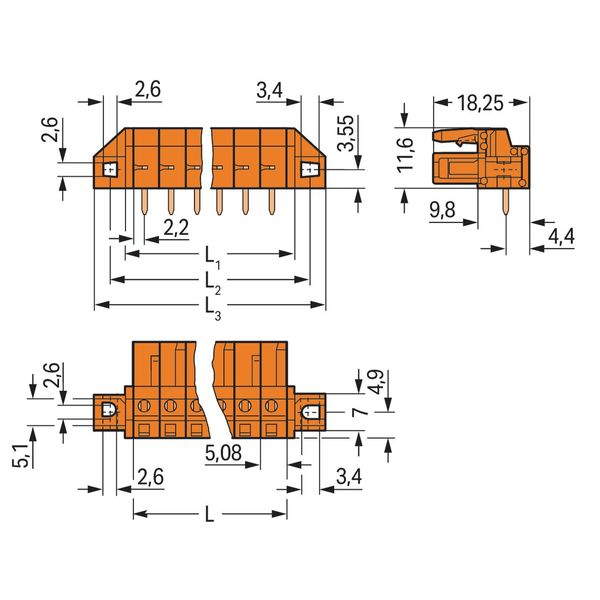 THT female header angled Pin spacing 5.08 mm orange image 4