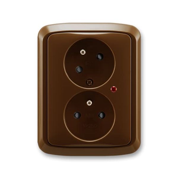 5593A-C02357 H Double socket outlet with earthing pins, shuttered, with turned upper cavity, with surge protection image 2