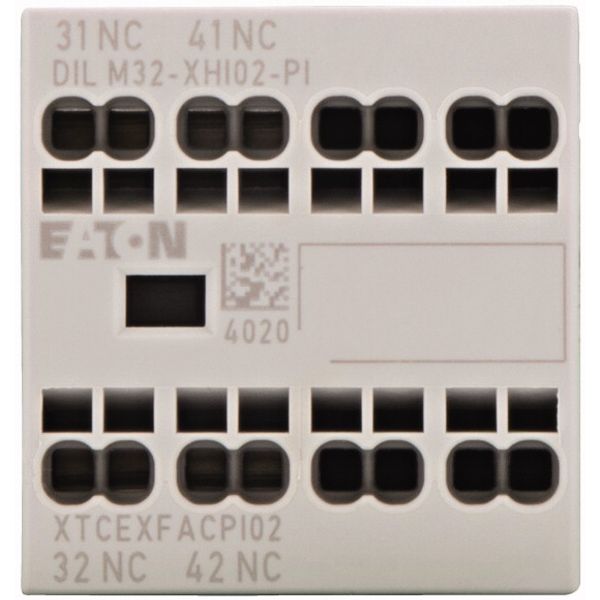 Auxiliary contact module, 2 pole, Ith= 16 A, 2 NC, Front fixing, Push in terminals, DILM7-10 - DILM38-10 image 1