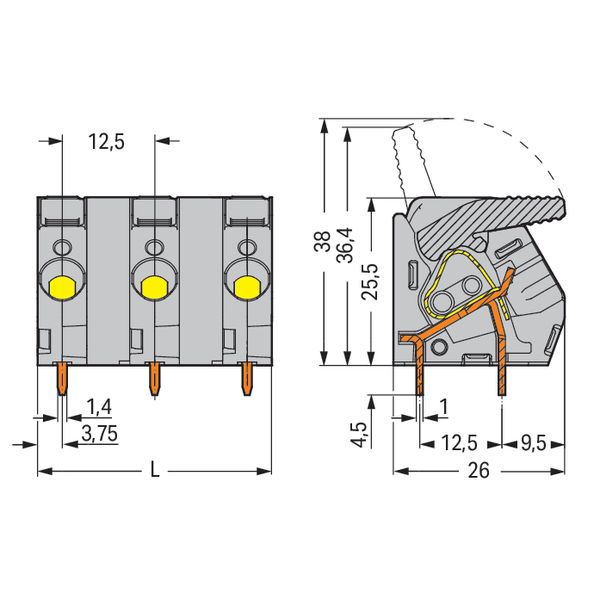 PCB terminal block lever 6 mm² gray image 5