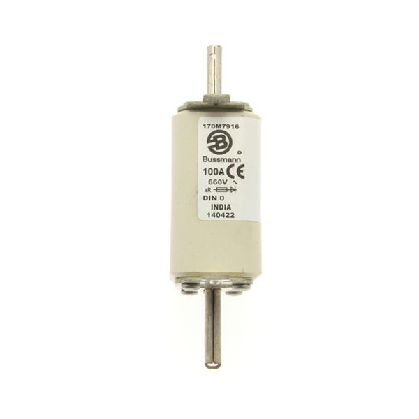 Fuse-link, high speed, 100 A, AC 660 V, DIN 0, aR, DIN, IEC, single indicator, live gripping lugs image 6