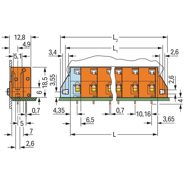 PCB terminal block push-button 2.5 mm² orange image 3