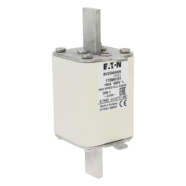 Fuse-link, high speed, 160 A, AC 690 V, DIN 1, 52 x 66 x 135 mm, gR, DIN, IEC, single indicator image 10