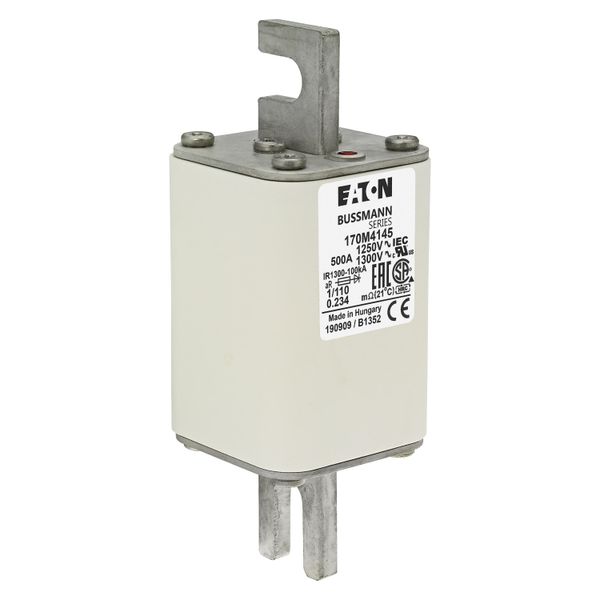 Fuse-link, high speed, 500 A, AC 1250 V, size 1, 53 x 66 x 138 mm, aR, DIN, IEC, single indicator image 17